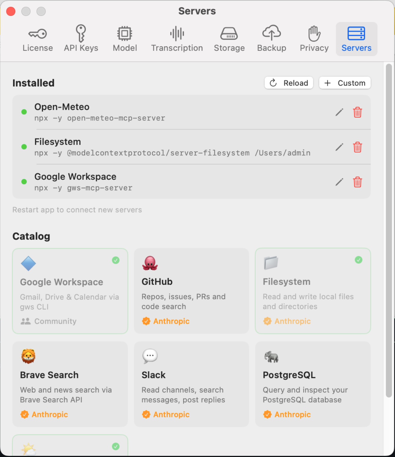 MCP configuration